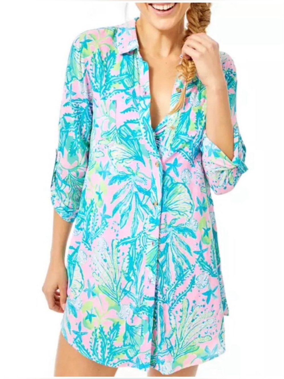 VGUC Lilly Pulitzer Natalie Cover Up in Mandevilla Baby Hip Nautic